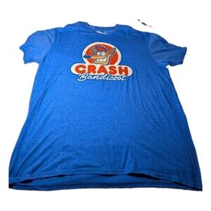 Crash Bandicoot Blue Graphic Retro Game T-Shirt XL